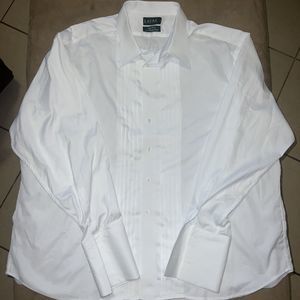 Ralph Lauren Mens Pleated Front  French Cuffs Dress Shirt White Sz 4XL 20 34/35